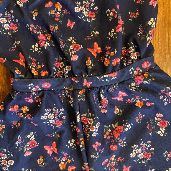 FOREVER ME Girls Floral Navy Jumper Sleeveless Elastic Waist Size 10 - Picture 5 of 8